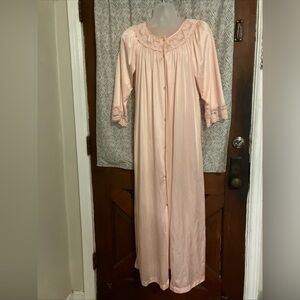 Elegant Pink Lace Trim Nightgown gilead vintage nightgown Peach Size Large